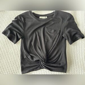 Wilfred Black Short Sleeve Knot Top